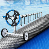 Aqua Buddy Pool Cover 600 Micron 7x4m w/ Blue Roller 5.55m Swimming Pools Sliver Solar Blanket - Close-Up Angle