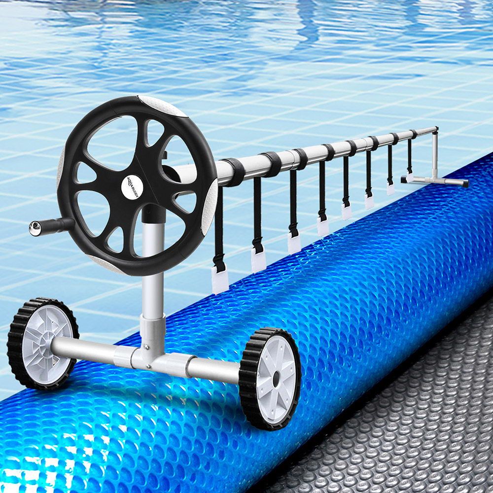Aquabuddy Pool Cover 400 Micron 8x4.2m Swimming Pool Solar Blanket 5.5m Roller