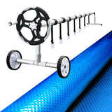 Aquabuddy Pool Cover 500 Micron 8x4.2m Blue Swimming Pool Solar Blanket 5.5m Roller - Close-Up Angle