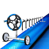 Aquabuddy Pool Cover 8x4.2m 400 Micron Swimming Pool Solar Blanket 5.5m Roller Blue - Close-Up Angle