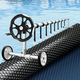 Aqua Buddy Pool Cover 600 Micron 8x4.2m w/ Roller 5.55m Swimming Pools Black Solar Blanket - Close-Up Angle