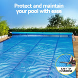 Aqua Buddy Pool Cover 600 Micron Solar Heat Blanket LDPE 8x4.2m w/ 5.55m Roller - Top-Down View