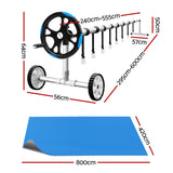 Aqua Buddy Pool Cover 600 Micron Solar Heat Blanket 8x4.2m w/ 5.55m Roller Blue - Front View