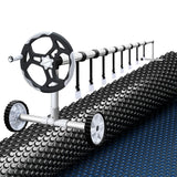 Aqua Buddy Pool Cover 600 Micron 8.5x4.2m w/ Roller 5.55m Swimming Pools Black Solar Blanket - Close-Up Angle