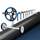 Aqua Buddy Pool Cover 600 Micron 8.5x4.2m w/ Blue Roller 5.55m Black Solar Blanket - Close-Up Angle