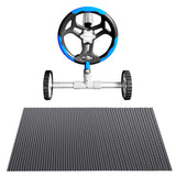 Aqua Buddy Pool Cover 600 Micron 9.5x5m w/ Blue Roller 5.55m Black Solar Blanket - Side View