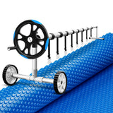 Aqua Buddy Pool Cover 600 Micron Solar Heat 9.5x5m Blanket w/ 5.55m Roller Blue