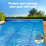Aqua Buddy Pool Cover 600 Micron 9.5x5m w/ Roller 5.55m Swimming Pools Sliver Solar Blanket - Top-Down View