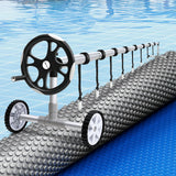 Aqua Buddy Pool Cover 600 Micron 9.5x5m w/ Roller 5.55m Swimming Pools Sliver Solar Blanket - Close-Up Angle