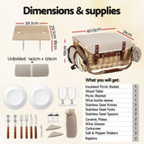 Alfresco 2 Person Insulated Picnic Basket Set with Foldable Wood Table Mat - Front View