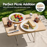 Alfresco 2 Person Insulated Picnic Basket Set with Foldable Wood Table Mat - Side View