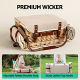 Alfresco 2 Person Insulated Picnic Basket Set with Foldable Wood Table Mat - Rear View