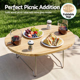 Alfresco 2 Person Insulated Picnic Basket Set with Foldable Wood Table - Side View