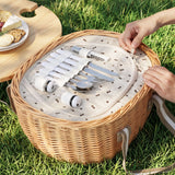 Alfresco 2 Person Insulated Picnic Basket Set with Foldable Wood Table - 45-Degree Angle