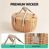 Alfresco 2 Person Insulated Picnic Basket Set with Foldable Wood Table - Rear View
