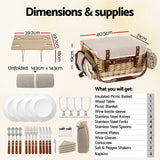 Alfresco 4 Person Insulated Picnic Basket Set with Foldable Wood Table Mat - Front View