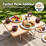 Alfresco 4 Person Insulated Picnic Basket Set with Foldable Wood Table Mat - Side View