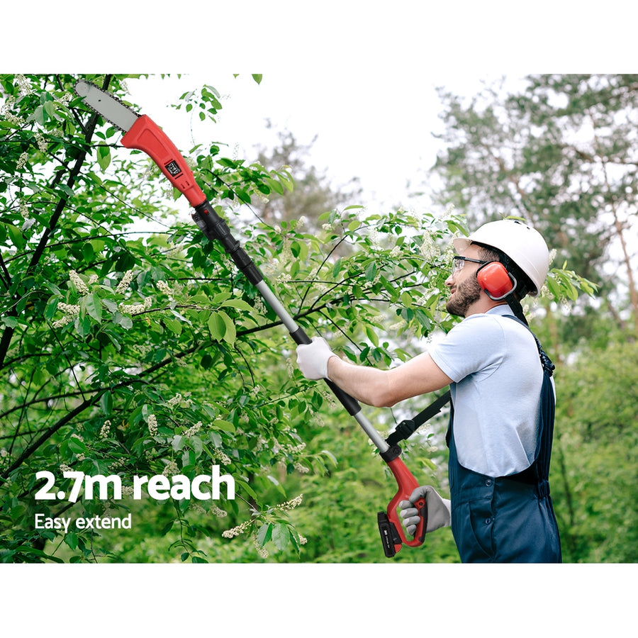 Giantz Chainsaw Cordless Pole Chain Saw 20V 8inch Pruner Battery 2.7m Long Reach, image 4
