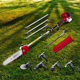 Giantz 4 Stroke Pole Chainsaw Petrol Hedge Trimmer Tree Pruner 12'' 7 In 1 - Low Angle