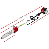Giantz Pole Chainsaw 2 Stroke Petrol Tree Pruner Long Reach Saw 12 Inch Bar 9 In 1 - Front View