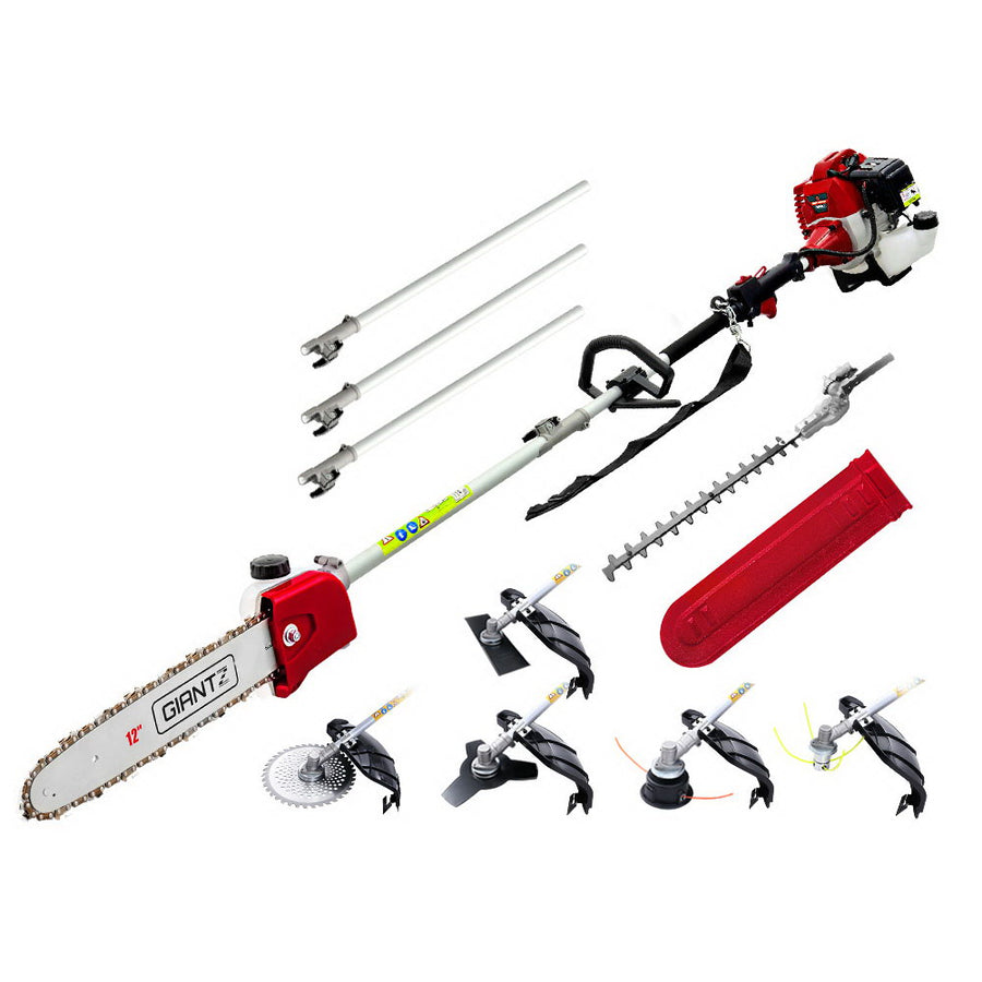 Giantz Pole Chainsaw 2 Stroke Petrol Tree Pruner Long Reach Saw 12 Inch Bar 7 In 1