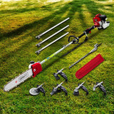 Giantz Pole Chainsaw 2 Stroke Petrol Tree Pruner Long Reach Saw 12 Inch Bar 7 In 1 - Low Angle
