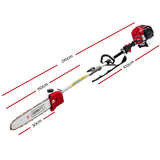 Giantz 65CC Pole Chainsaw Hedge Trimmer Brush Cutter Whipper Snipper 9-in-1 4.3m - Front View