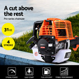 Giantz Pole 4 Stroke Chainsaw Petrol Tree Pruner Long Reach Saw 12 Inch Bar - Side View