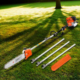 Giantz Pole 4 Stroke Chainsaw Petrol Tree Pruner Long Reach Saw 12 Inch Bar - Low Angle