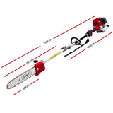 Giantz Pole Chainsaw 2 Stroke Petrol Hedge Trimmer Tree Pruner 7 In 1 - Front View