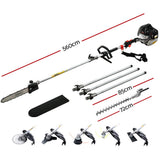 Giantz 62CC Pole Chainsaw Hedge Trimmer Brush Cutter Whipper 7-in-1 5.6m Black - Front View