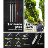 Giantz 62CC Pole Chainsaw Hedge Trimmer Brush Cutter Whipper 7-in-1 5.6m Black - Rear View