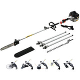 Giantz 62CC Pole Chainsaw Hedge Trimmer Brush Cutter Whipper 7-in-1 5.6m Black - Close-Up Angle