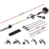 Giantz 62CC Pole Chainsaw Hedge Trimmer Brush Cutter Whipper 7-in-1 5.6m Black - Front View
