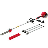 Giantz 62CC Pole Chainsaw 12in Chain Saw Petrol 5.6m Long Reach Red - Close-Up Angle