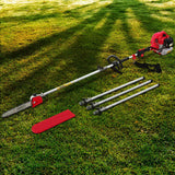 Giantz 62CC Pole Chainsaw 12in Chain Saw Petrol 5.6m Long Reach Red - Low Angle