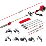 Giantz 62CC Pole Chainsaw Hedge Trimmer Brush Cutter Whipper 9-in-1 5.6m Red - Front View