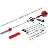 Giantz 62CC Pole Chainsaw Hedge Trimmer 12in Chain Saw 5.6m Long Reach Red - Front View