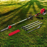 Giantz 62CC Pole Chainsaw Hedge Trimmer 12in Chain Saw 5.6m Long Reach Red - Low Angle