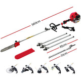 Giantz 62CC Pole Chainsaw Hedge Trimmer Brush Cutter Whipper 7-in-1 5.6m Red - Front View