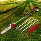 Giantz Pole Chainsaw 2 Stroke Petrol Tree Pruner Long Reach Saw 12 Inch Bar - Close-Up Angle