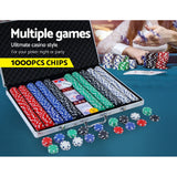 1000pcs Poker Chips Set Casino Texas Hold'em Gambling Party Game Dice Cards Case - Side View