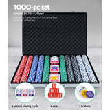 1000pcs Poker Chips Set Casino Texas Hold'em Gambling Party Game Dice Cards Case - Rear View