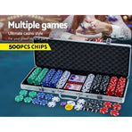 500pcs Poker Chips Set Casino Texas Hold'em Gambling Party Game Dice Cards Case