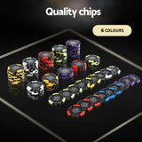 Poker Chip Set 500PC 14g Chips Casino Gambling Party Game Dice Cards - Top-Down View