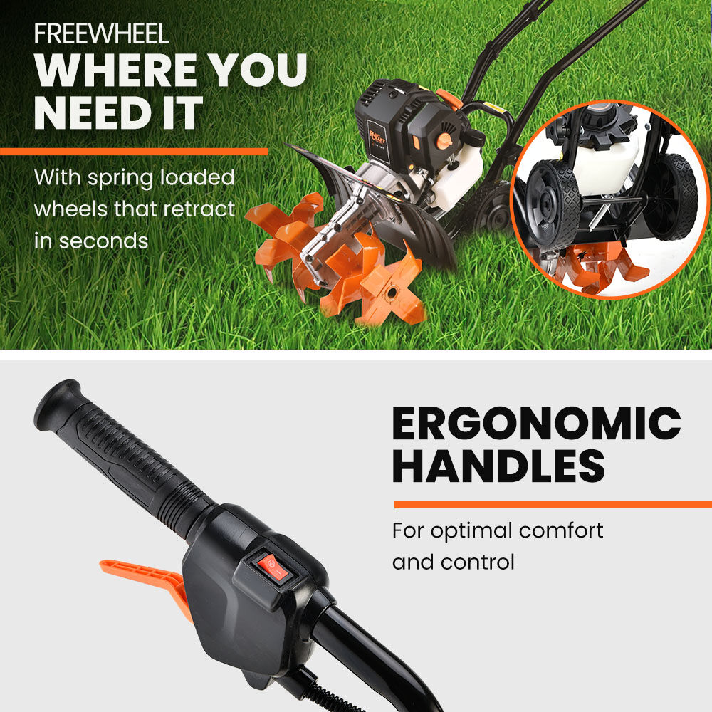 PLANTCRAFT Titan 9 15' 4-Stroke Petrol Handheld Cultivator Tiller