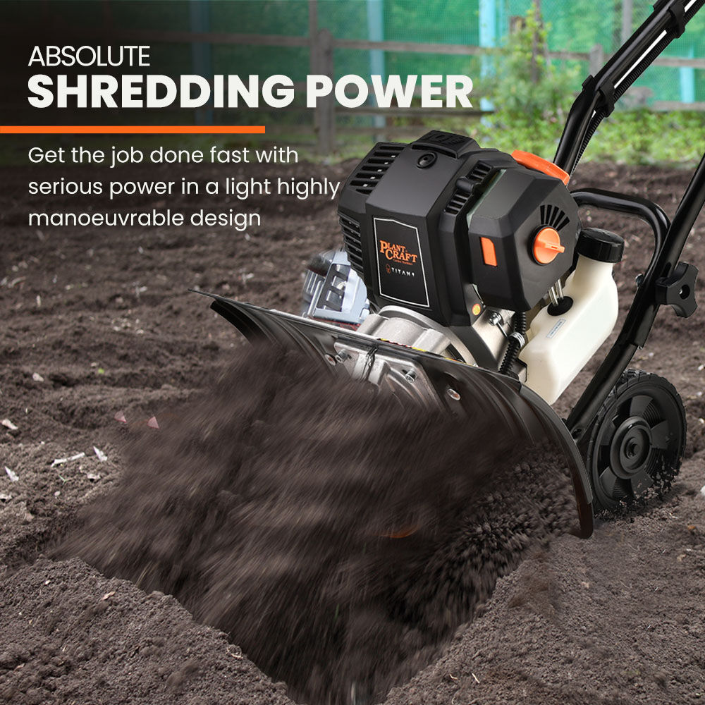 PLANTCRAFT Titan 9 15' 4-Stroke Petrol Handheld Cultivator Tiller