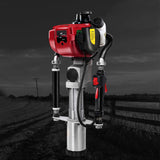 Giantz Petrol Post Driver 38CC 4-Stroke Rammer Pile Star Picket Fence Hole Drive Red - Low Angle
