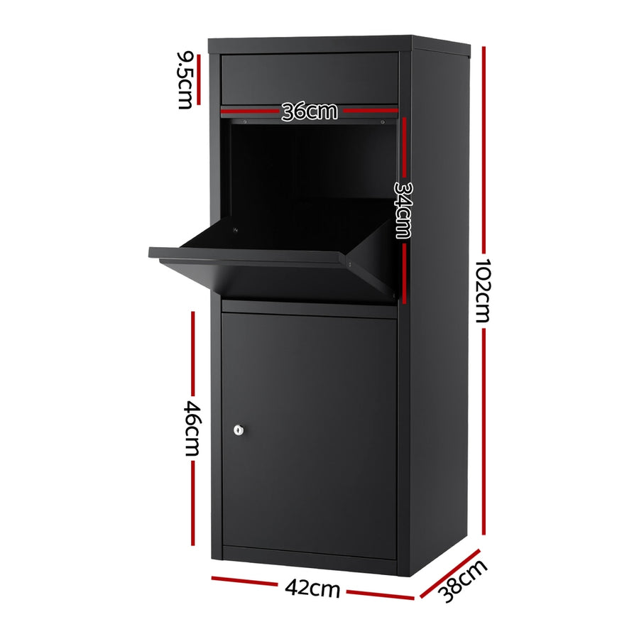 Gardeon Parcel Letterbox Drop Box Package Mailbox Black, image 2