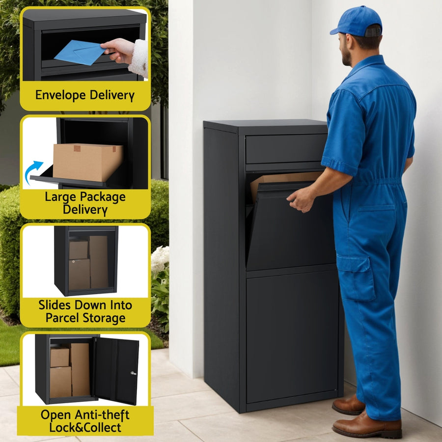Gardeon Parcel Letterbox Drop Box Package Mailbox Black, image 4